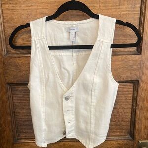 Forever 21 Cream Fitted Buttoned Vest